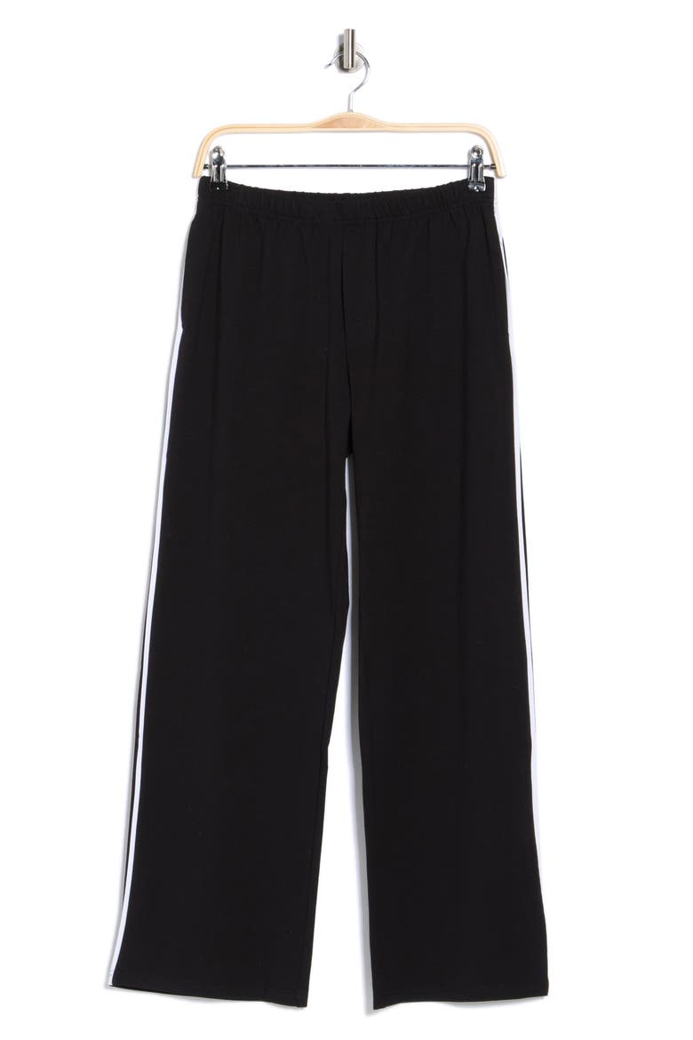 Pull-On Wide Leg Pants, Alternate, color, BLACK/ WHITE PIPING