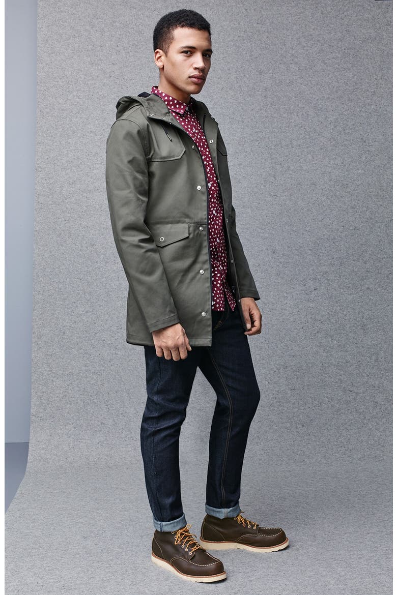 Bonded & Coated Cotton Fishtail Parka, Alternate, color, DARK GREEN
