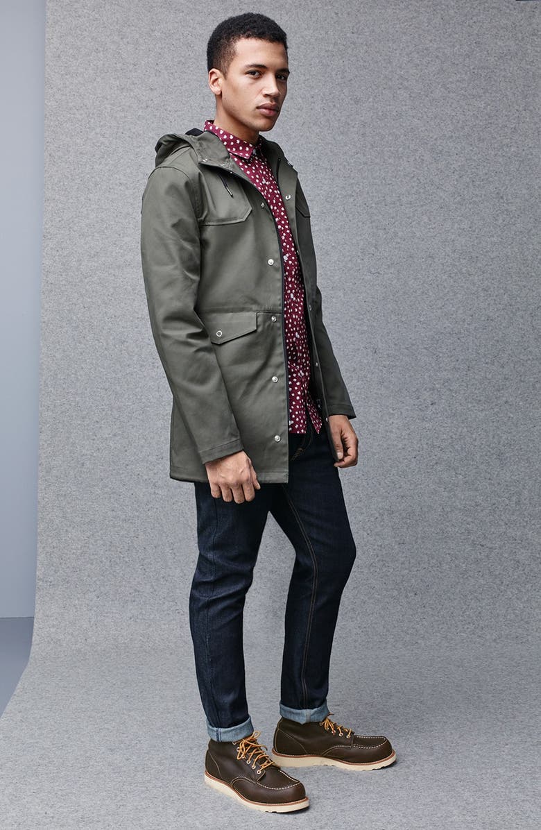 Topman Bonded & Coated Cotton Fishtail Parka, Alternate, color,