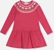 Deux par Deux Flower Jacquard Yoke Flowy Knitted Dress