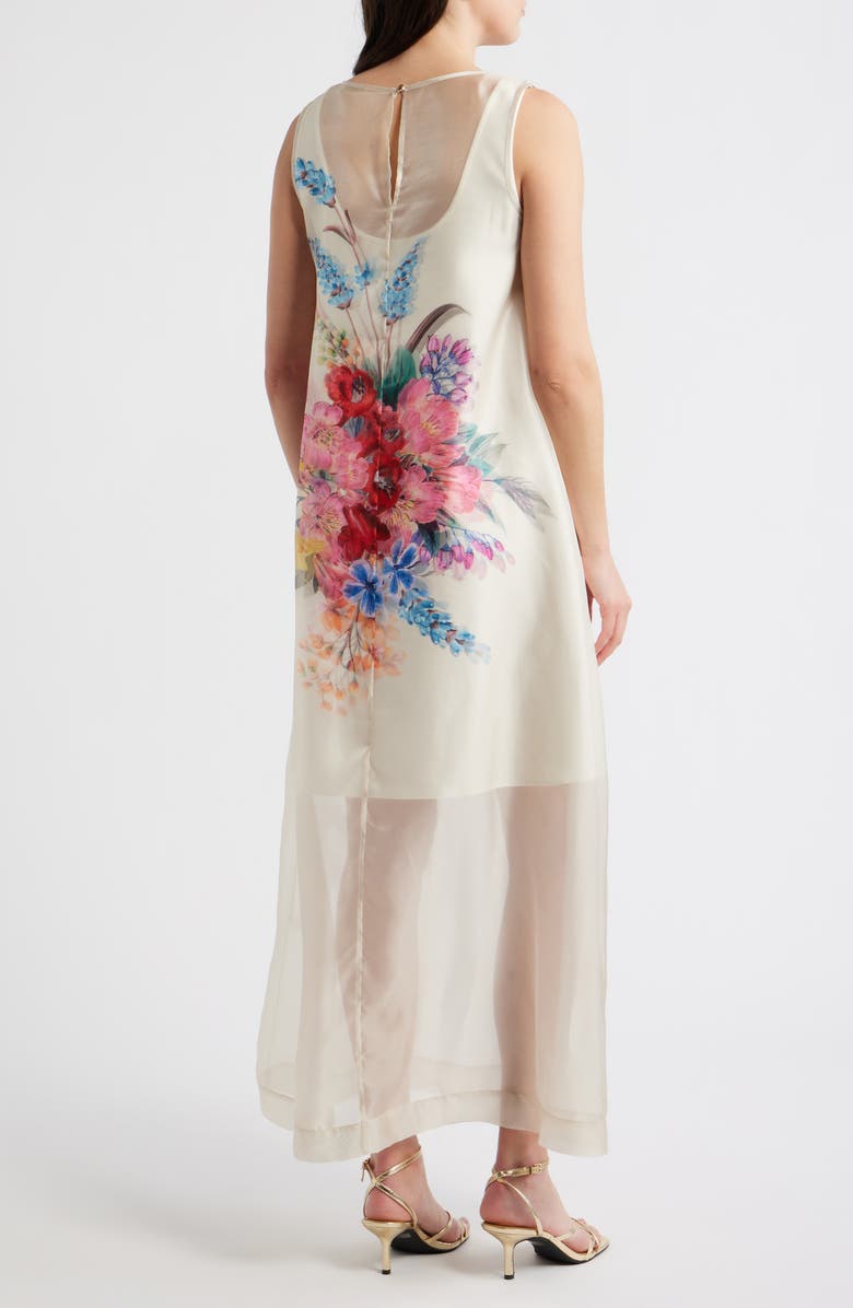 Elie Tahari The Alexis Floral Print Satin Dress, Alternate, color, Tiara Garden Print