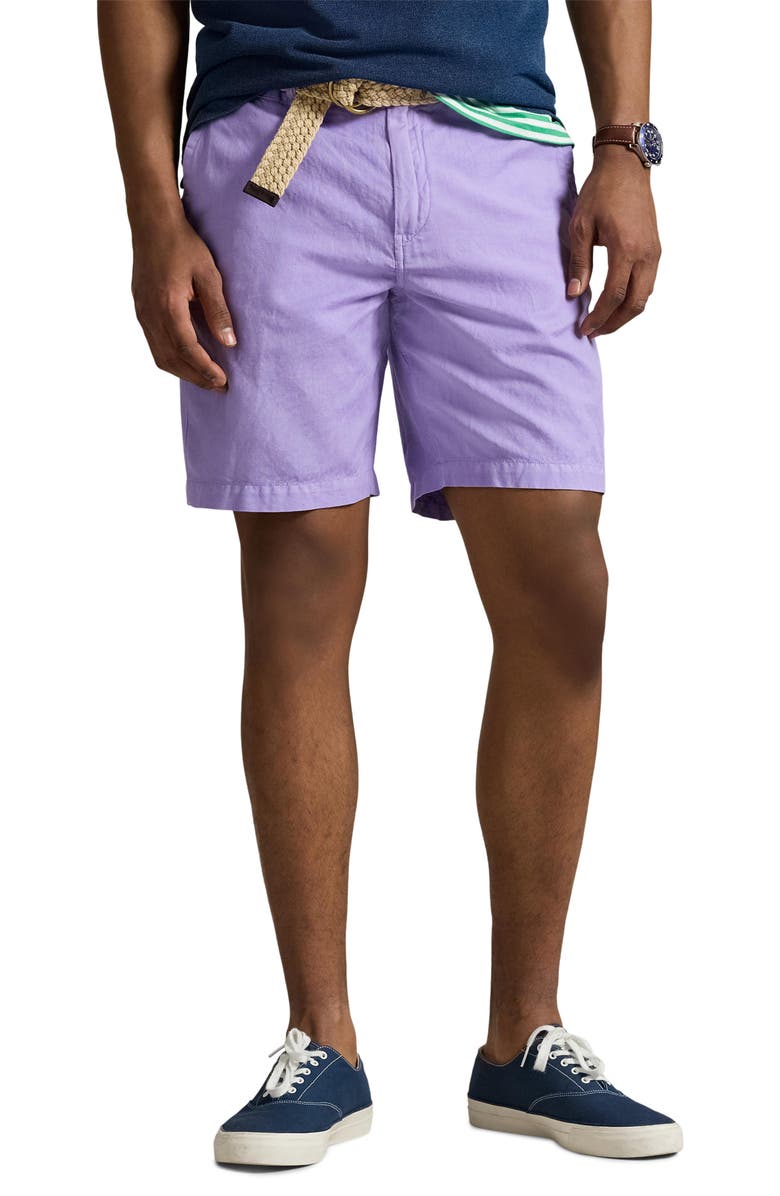 Polo Ralph Lauren Classic Fit Linen & Cotton Shorts, Main, color, 