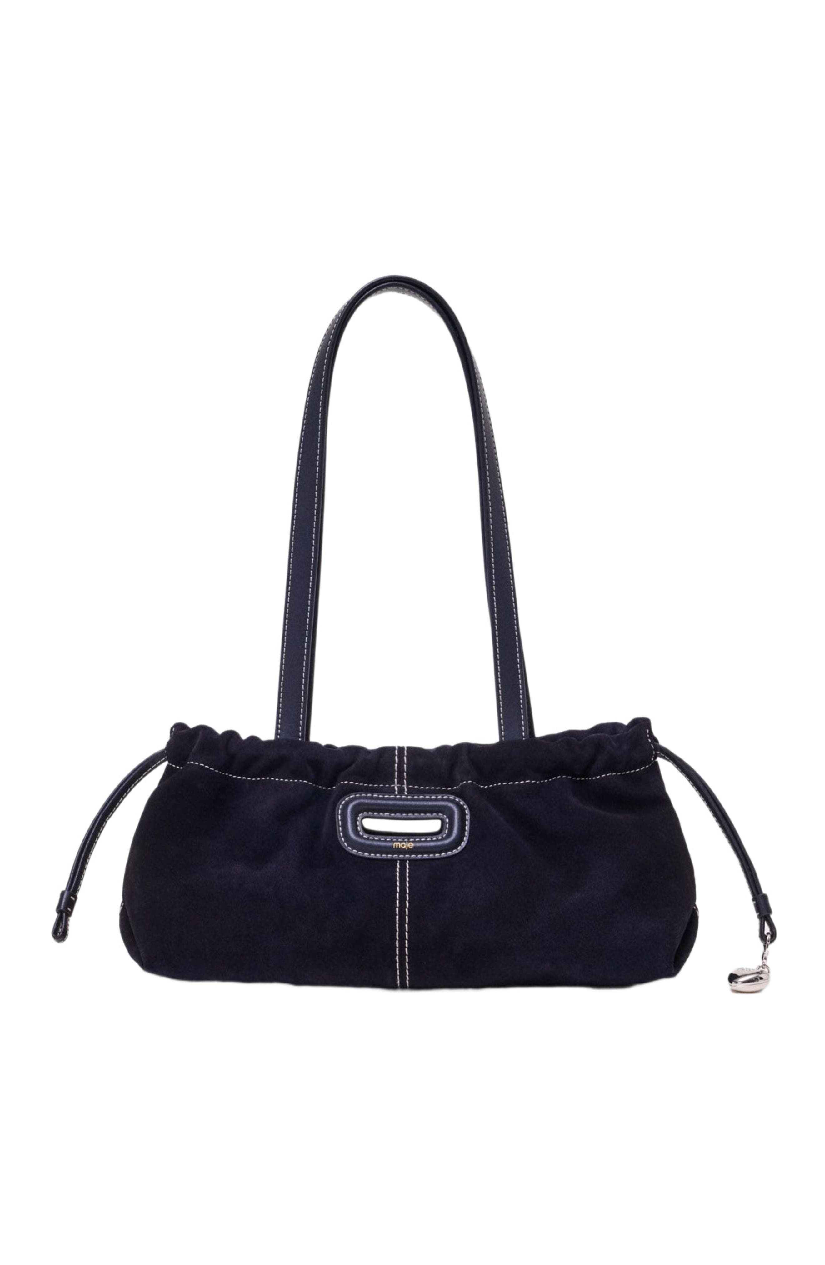 maje Topstitched suede Milpli Gazette, Main, color, Marine Blue