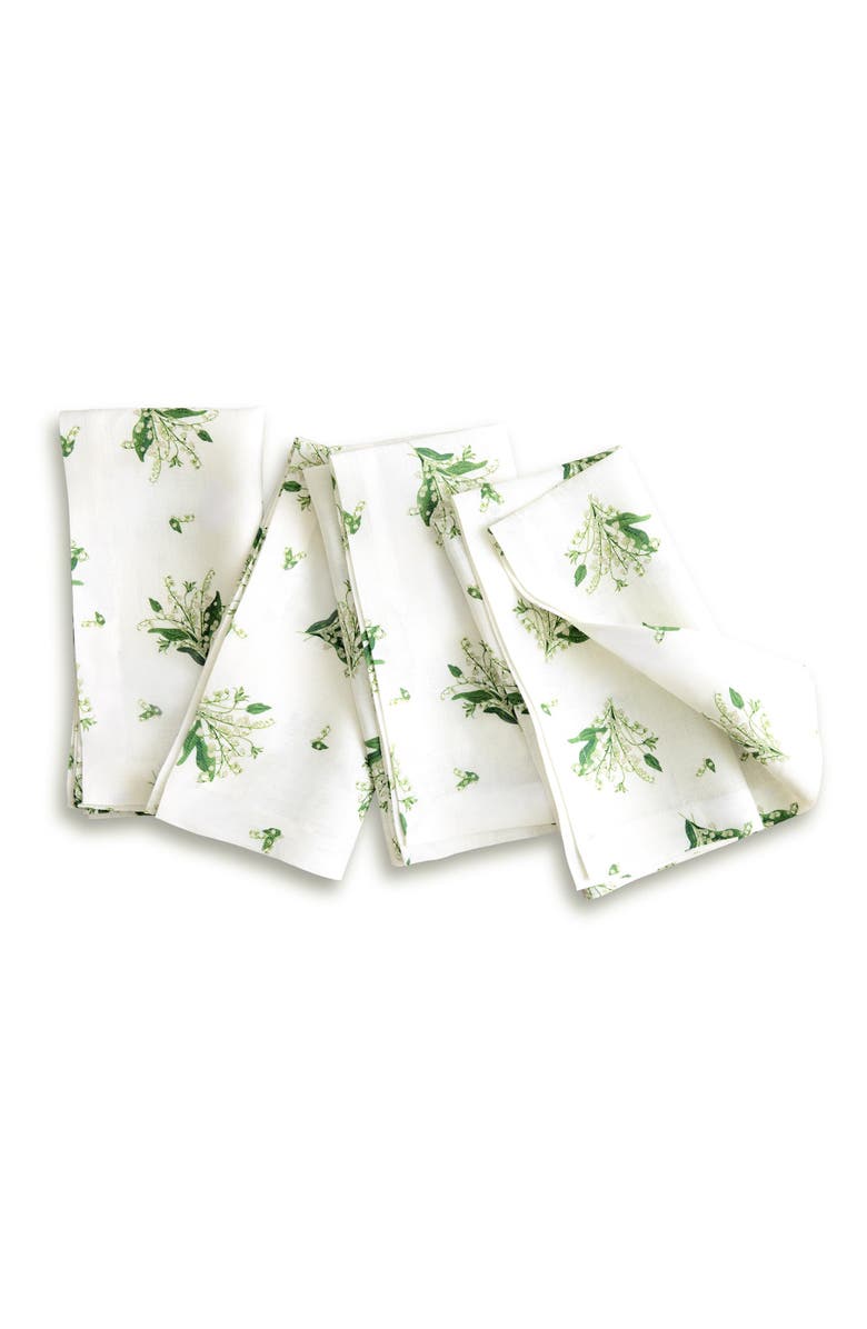 Solino Home Linen Dinner Napkins - Lily of the Valley, 20" x 20" Inch, Main, color, Lily Of The Valley/Off White