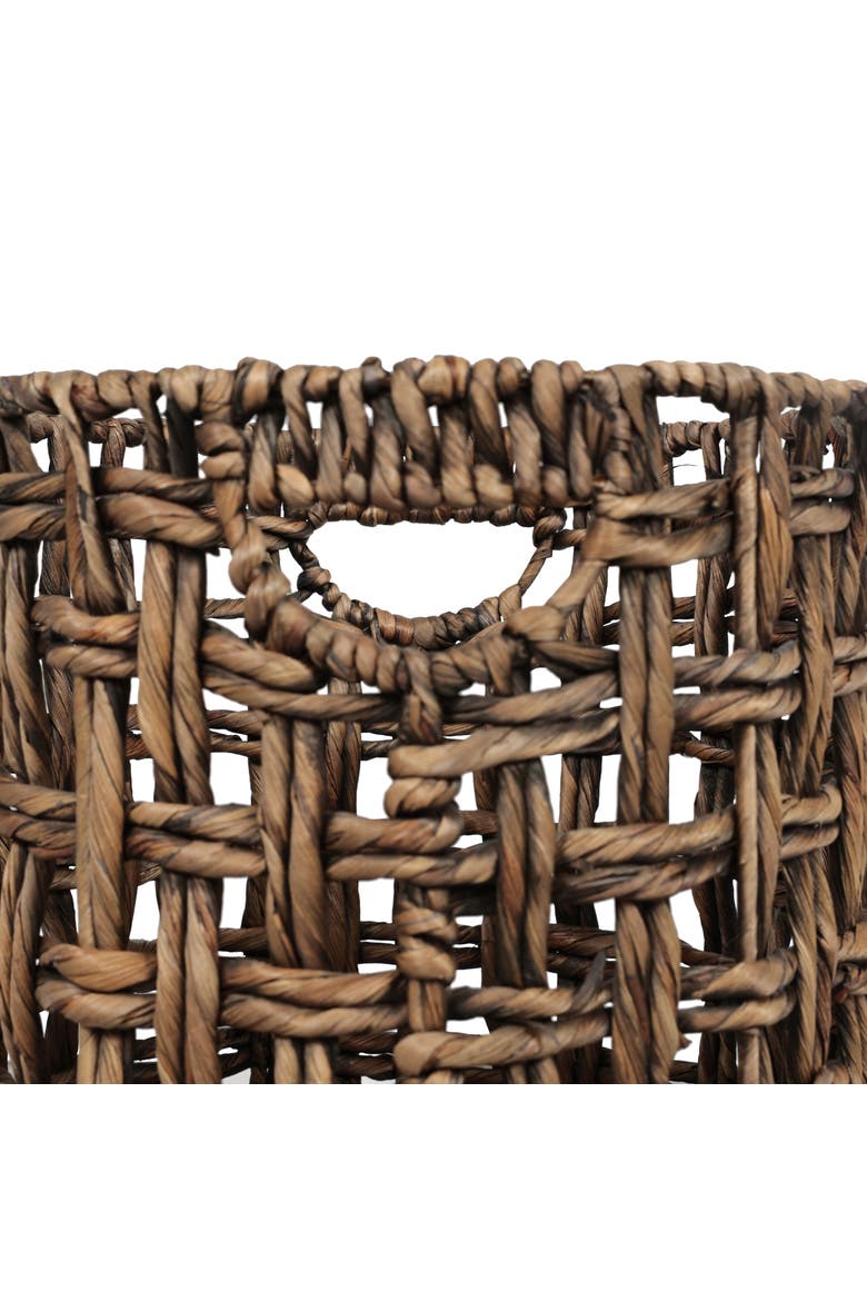 Lasuna Coastal Bohemian Water Hyacinth Handwoven Checker Weave Nesting Baskets with Handles, Alternate, color, Brown