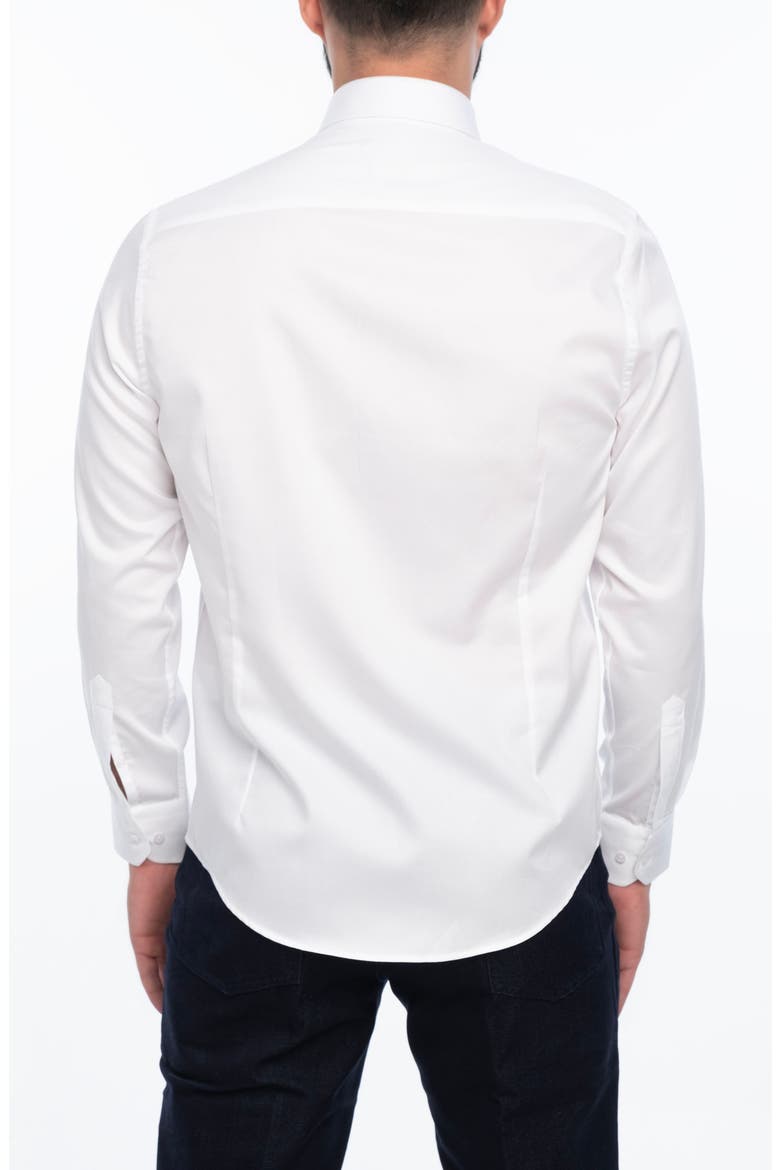 Solid Cotton Slim Fit Button Down Shirt, Alternate, color, WHITE