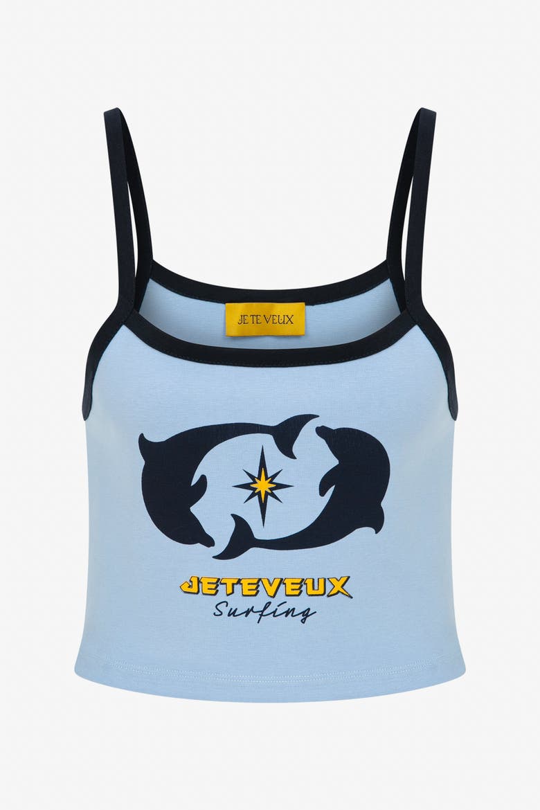 Nami Dolphin Graphic Crop Tank Top, Alternate, color, Light Blue