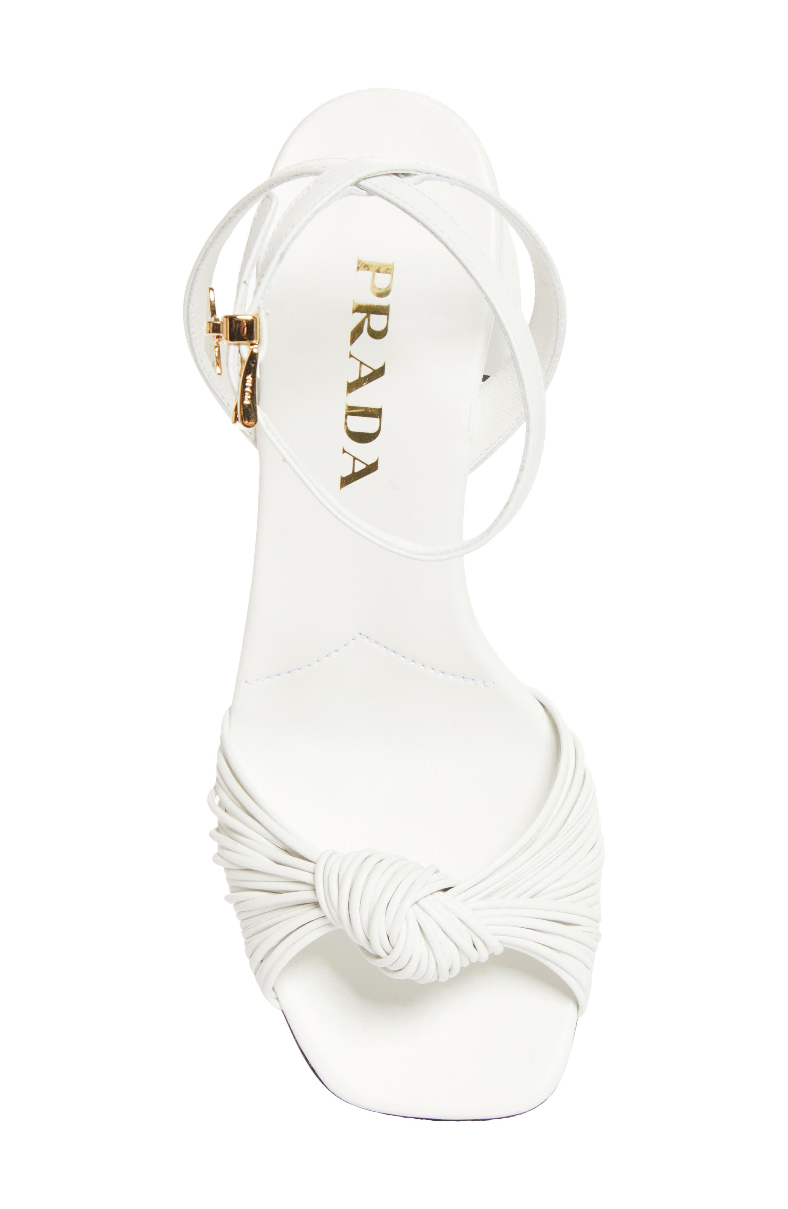 Prada Cage Sandal, Alternate, color, Bianco