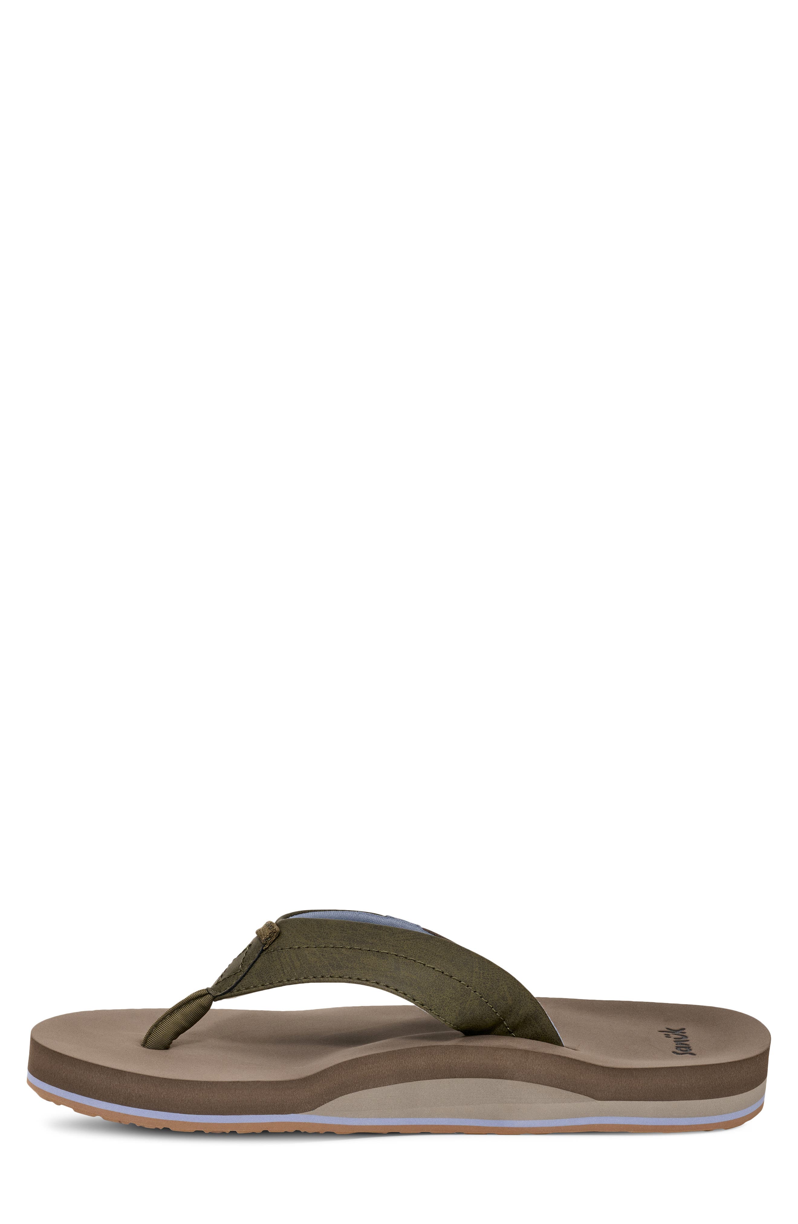 Sanuk Sawyer Flip Flop, Alternate, color, Olive