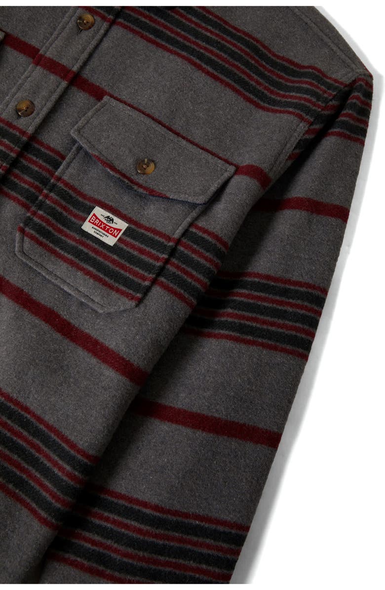 Brixton Altered Threads Stripe Fleece Button-Up Overshirt, Alternate, color, Multi Blanket Stripe