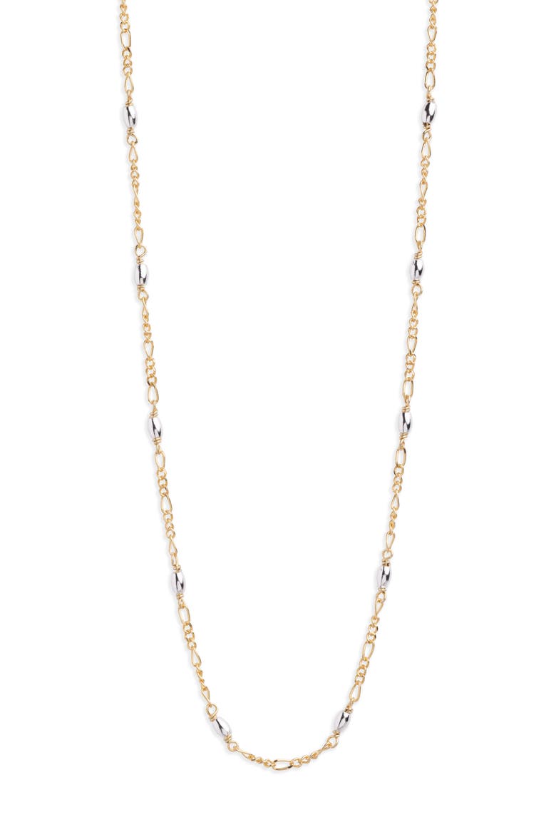 Bead Station Figaro Necklace, Main, color, TWO TONE