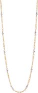 Argento Vivo Sterling Silver Bead Station Figaro Necklace