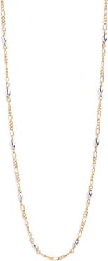 Argento Vivo Sterling Silver Bead Station Figaro Necklace
