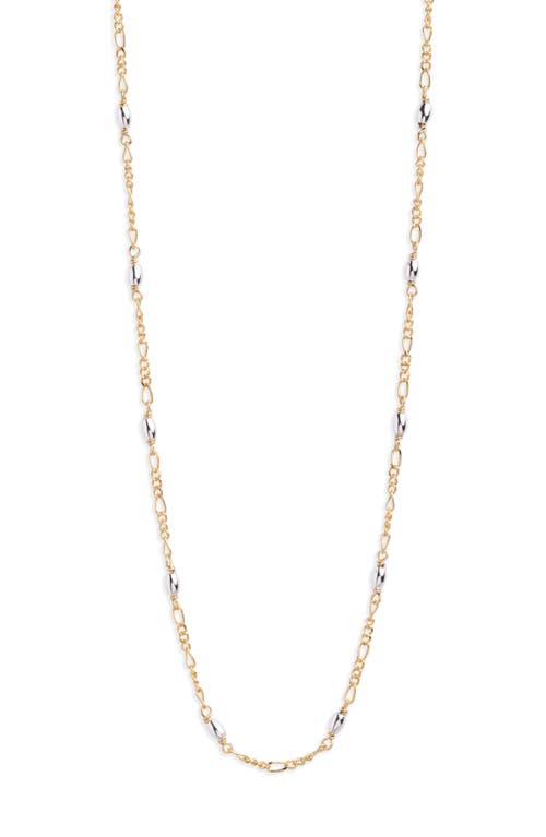 Argento Vivo Sterling Silver Bead Station Figaro Necklace In Gold