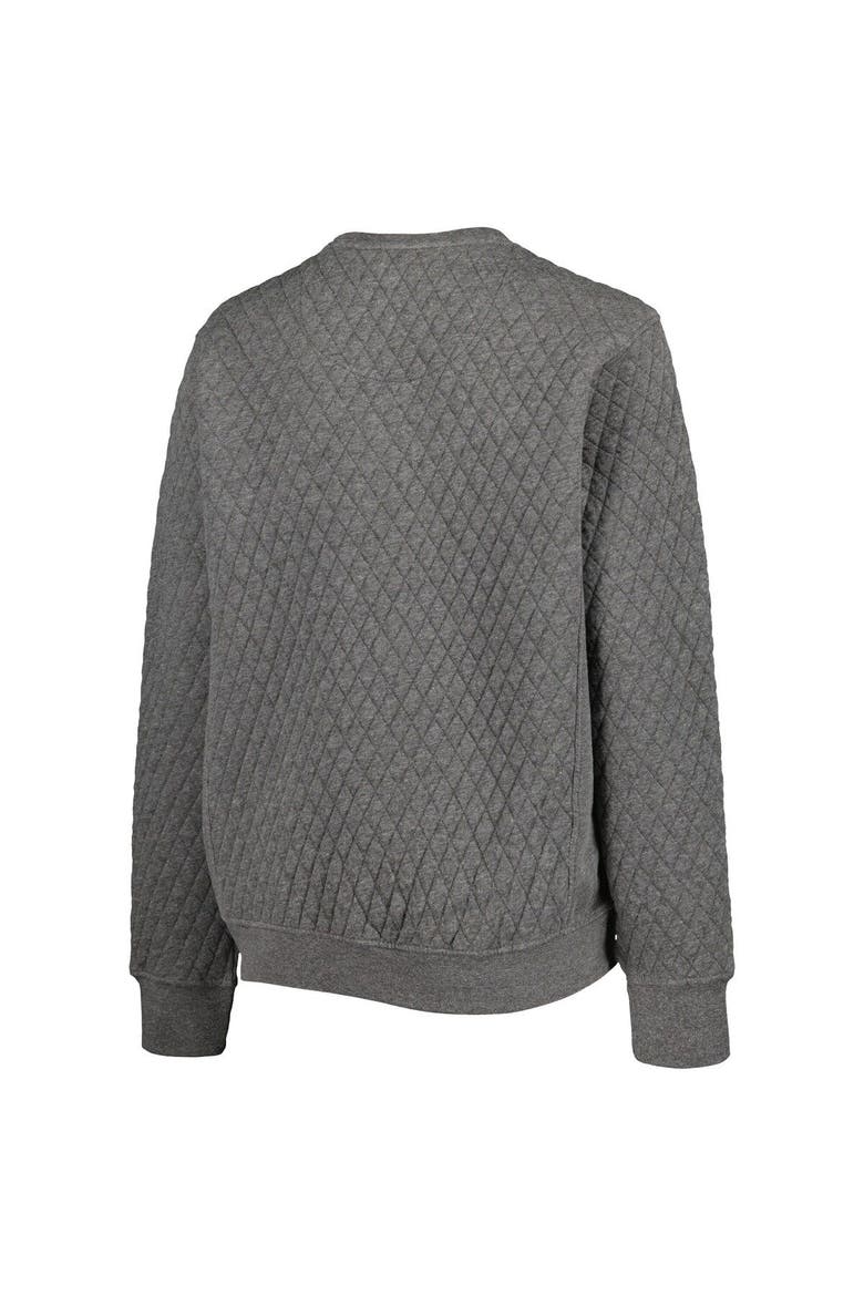 Women's Pressbox Heather Charcoal Arizona State Sun Devils Moose Quilted Pullover Sweatshirt, Alternate, color, Heather Gray