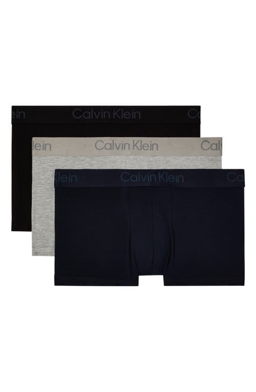 Calvin Klein 3-pack Stretch Modal Trunks In Black