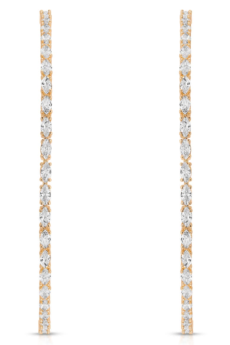 Large Marquise Cubic Zirconia Hoop Earrings, Alternate, color, GOLD