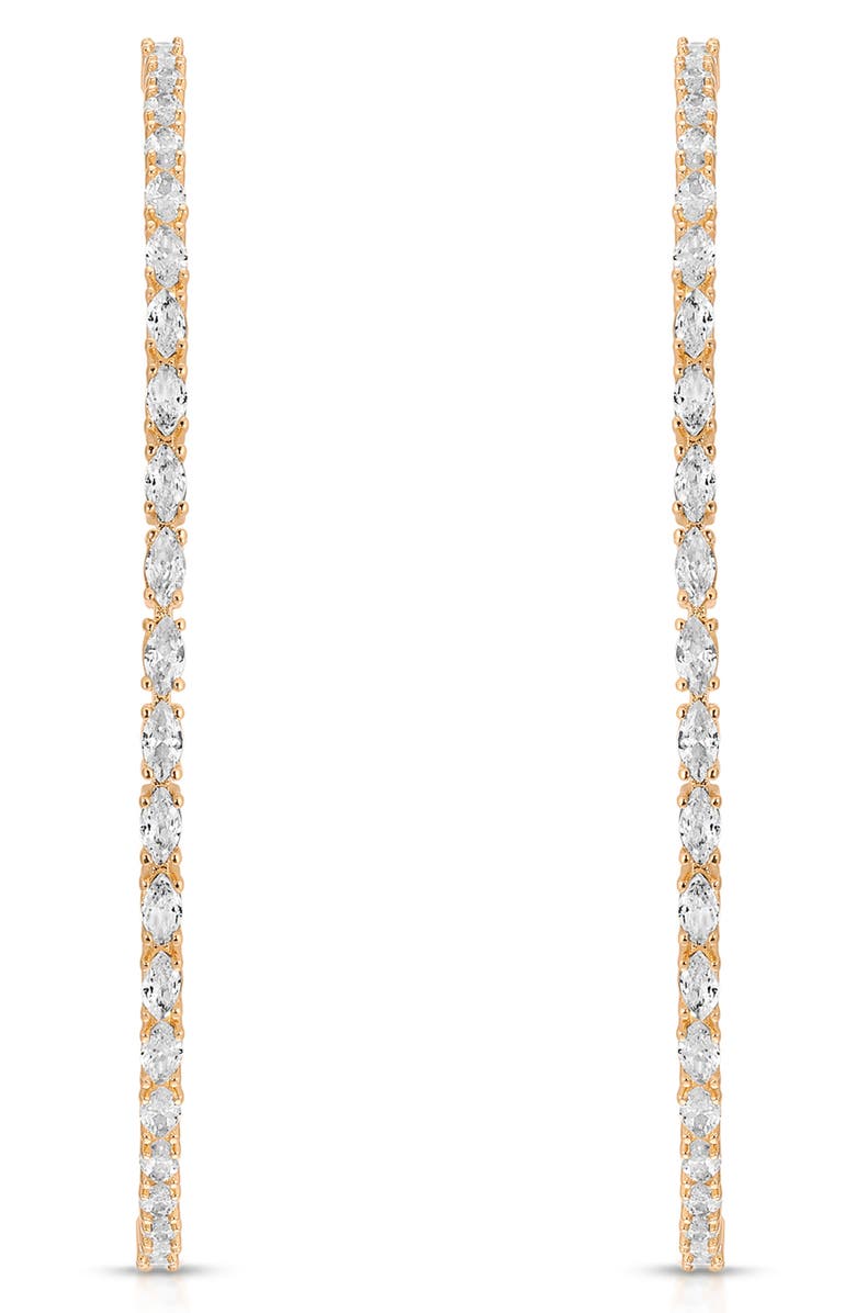 Ettika Large Marquise Cubic Zirconia Hoop Earrings, Alternate, color, Gold