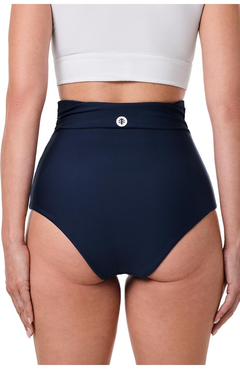 Coolibar Women's Ultra High Rise Swim Bottoms - UPF 50+ Sun Protection - Golden Isles, Alternate, color, Navy