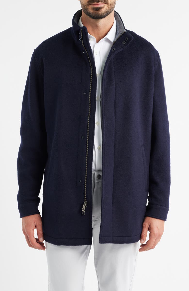 Peter Millar Crown Wool City Coat, Main, color, Navy
