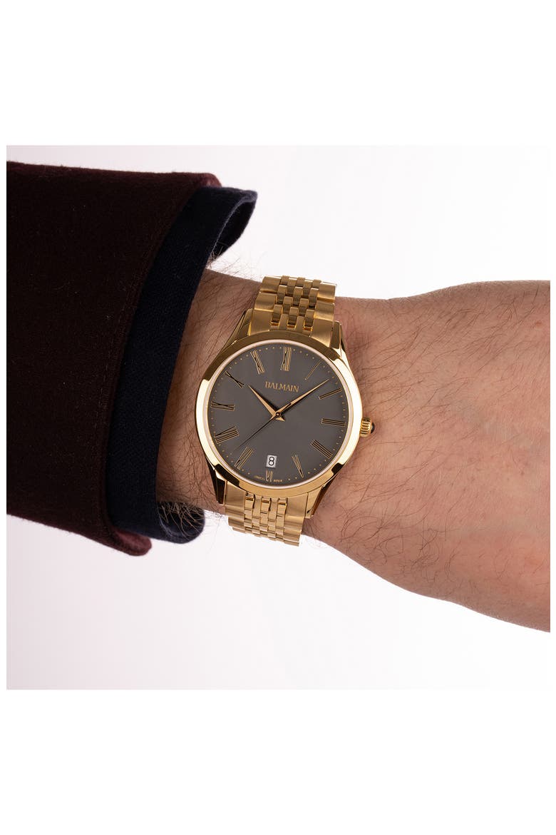 Classic R Grey Dial Bracelet Watch, 41mm, Alternate, color, YELLOW GOLD PVD COATING