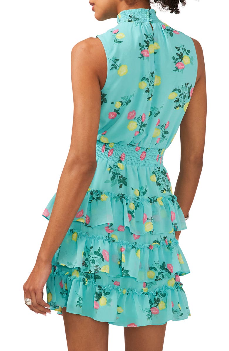 1.STATE Floral Smock Neck Sleeveless Fit & Flare Dress, Alternate, color, 