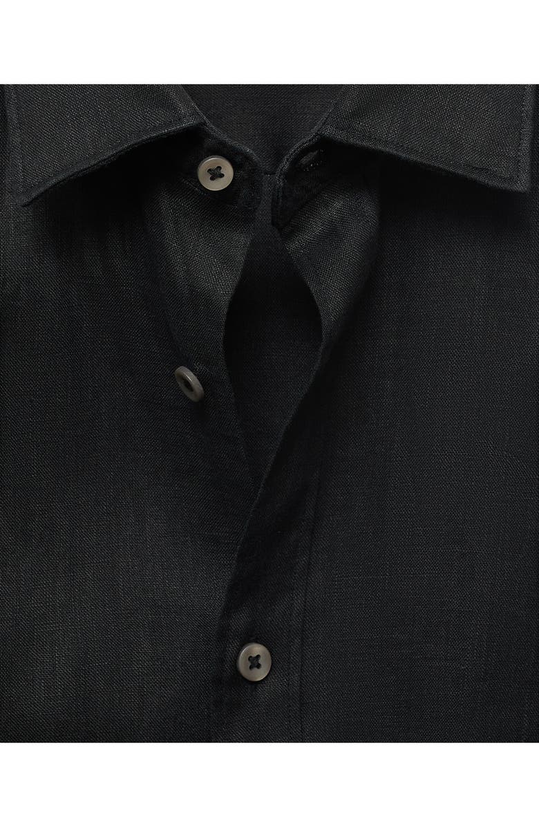 MANGO Classic Fit Linen Button-Up Shirt, Alternate, color, Black
