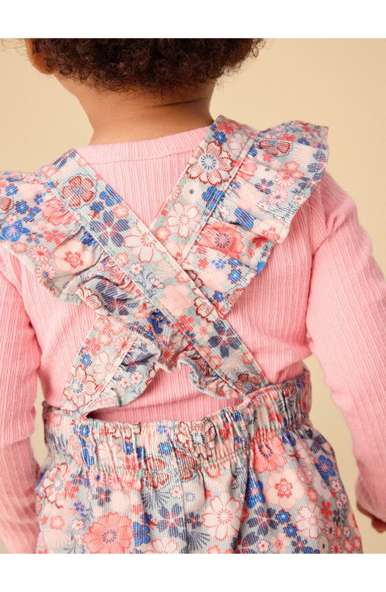 Tea Collection Corduroy Ruffle Baby Overalls, Alternate, color, Japanese Mini Floral