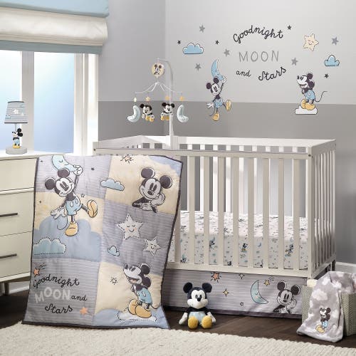 Lambs & Ivy Disney Baby Moonlight Mickey Mouse 3-piece Nursery Crib Bedding Set In Blue