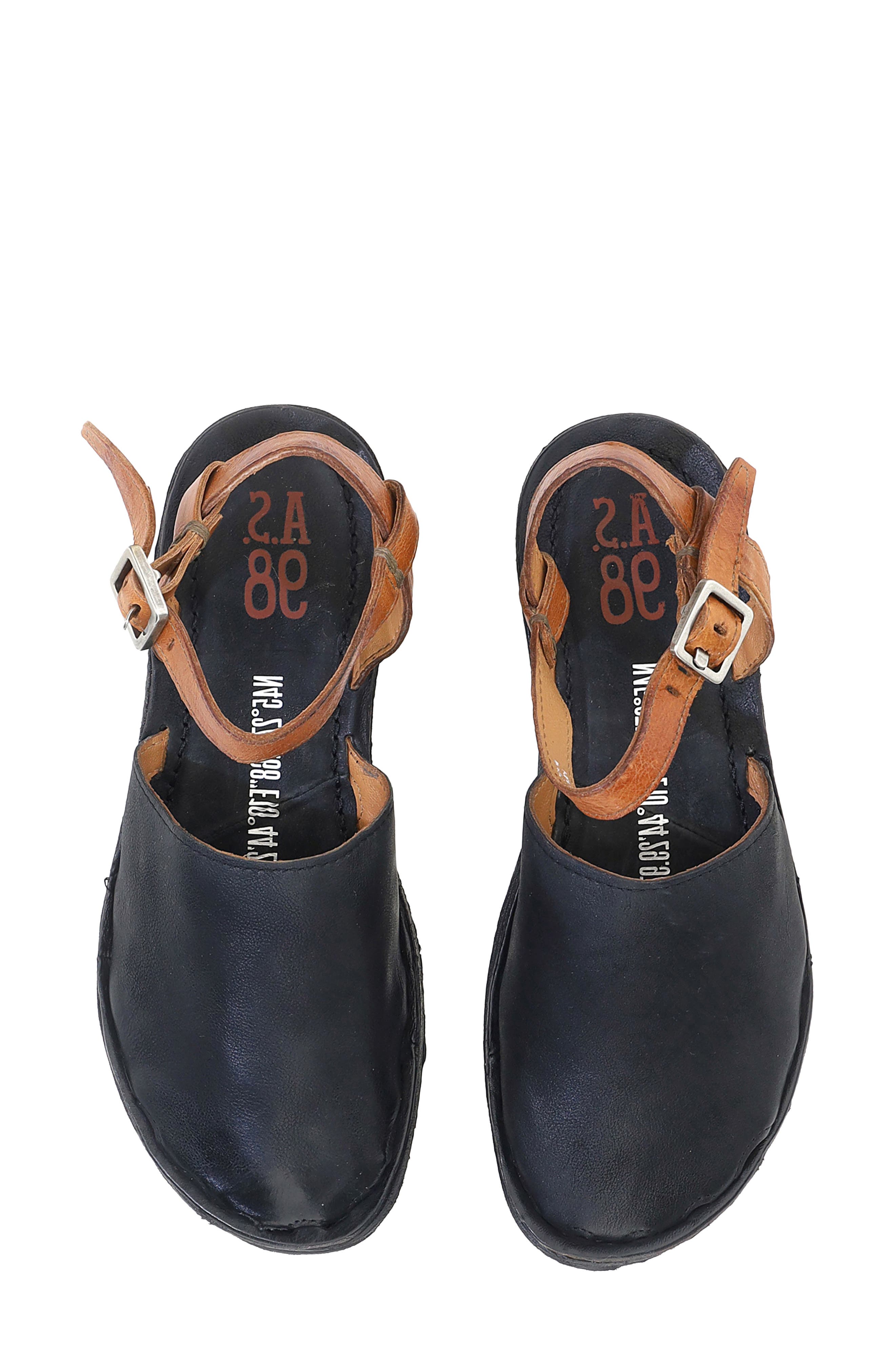 A.S.98 Rodrick Ankle Strap Flat, Alternate, color, Black