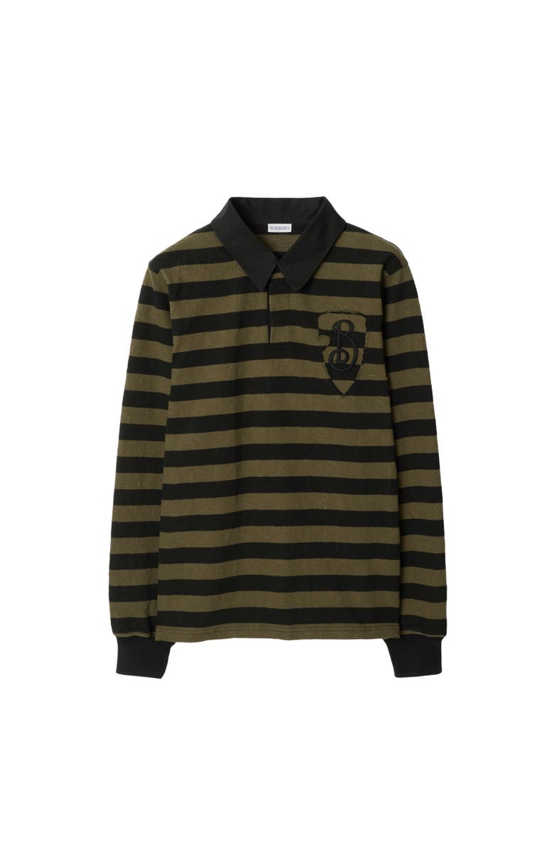 Burberry Long-sleeve Striped Cotton Polo Shirt, Alternate, color, 
