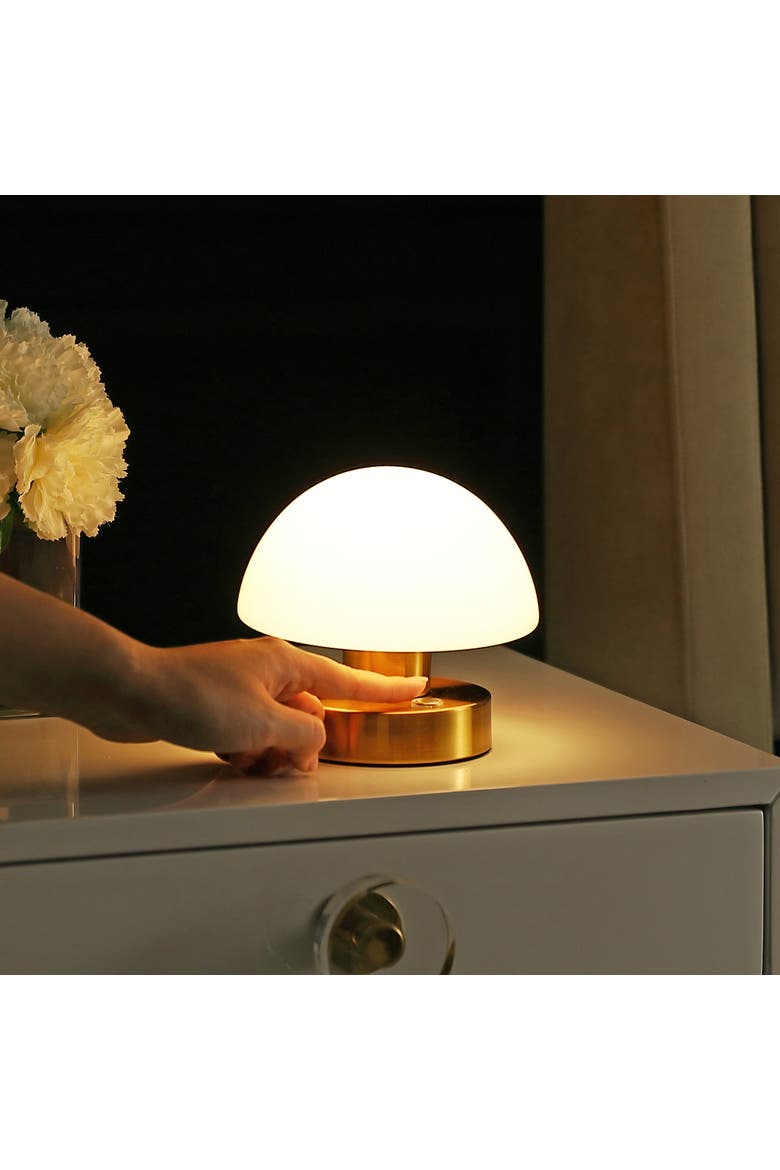 Zoe Modern Minimalist Iron Rechargeable Integrated Portable LED Table Lamp, Alternate, color, Brass Gold