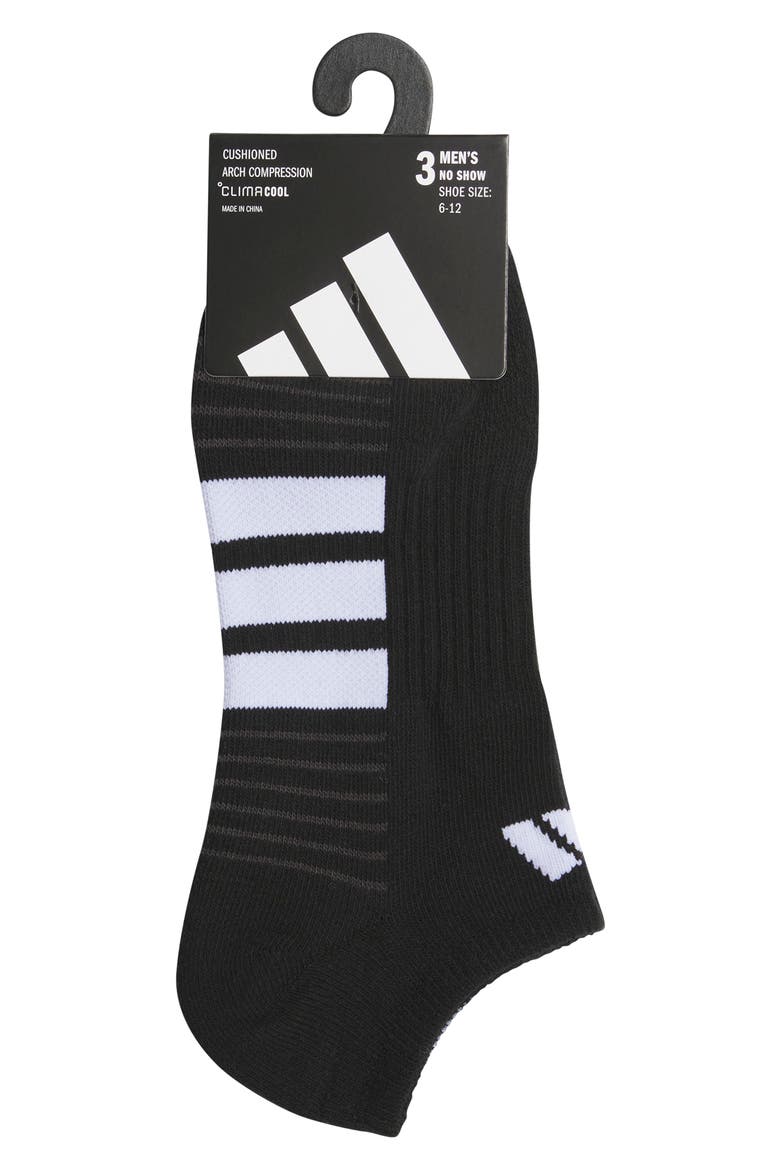 Cushioned 4.0 3-Pack No-Show Socks, Alternate, color, BLACK/ WHITE/ CARBON GREY