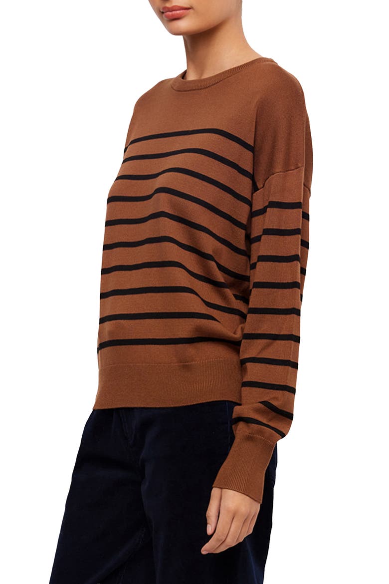 Stripe Crewneck Sweater, Alternate, color, MOCHA