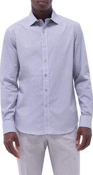 Bugatchi Axel Geo Print Shaped Fit Stretch Cotton Button-Up Shirt
