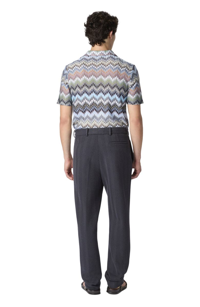 Missoni Short-sleeved Viscose Chevron Shirt With Snake Pattern, Alternate, color, Beige& White