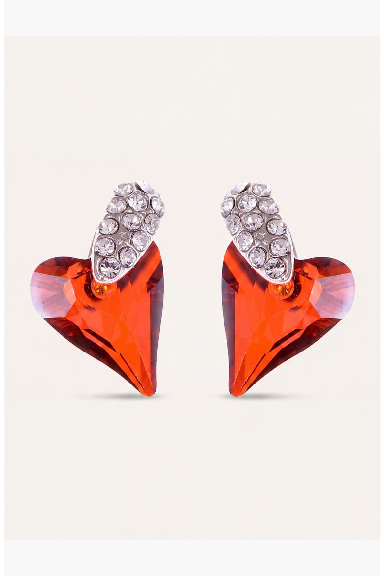 Dangle Crystal Heart Earrings, Main, color, Red