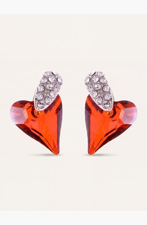 Dangle Crystal Heart Earrings