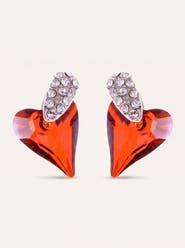 Modenaire Dangle Crystal Heart Earrings