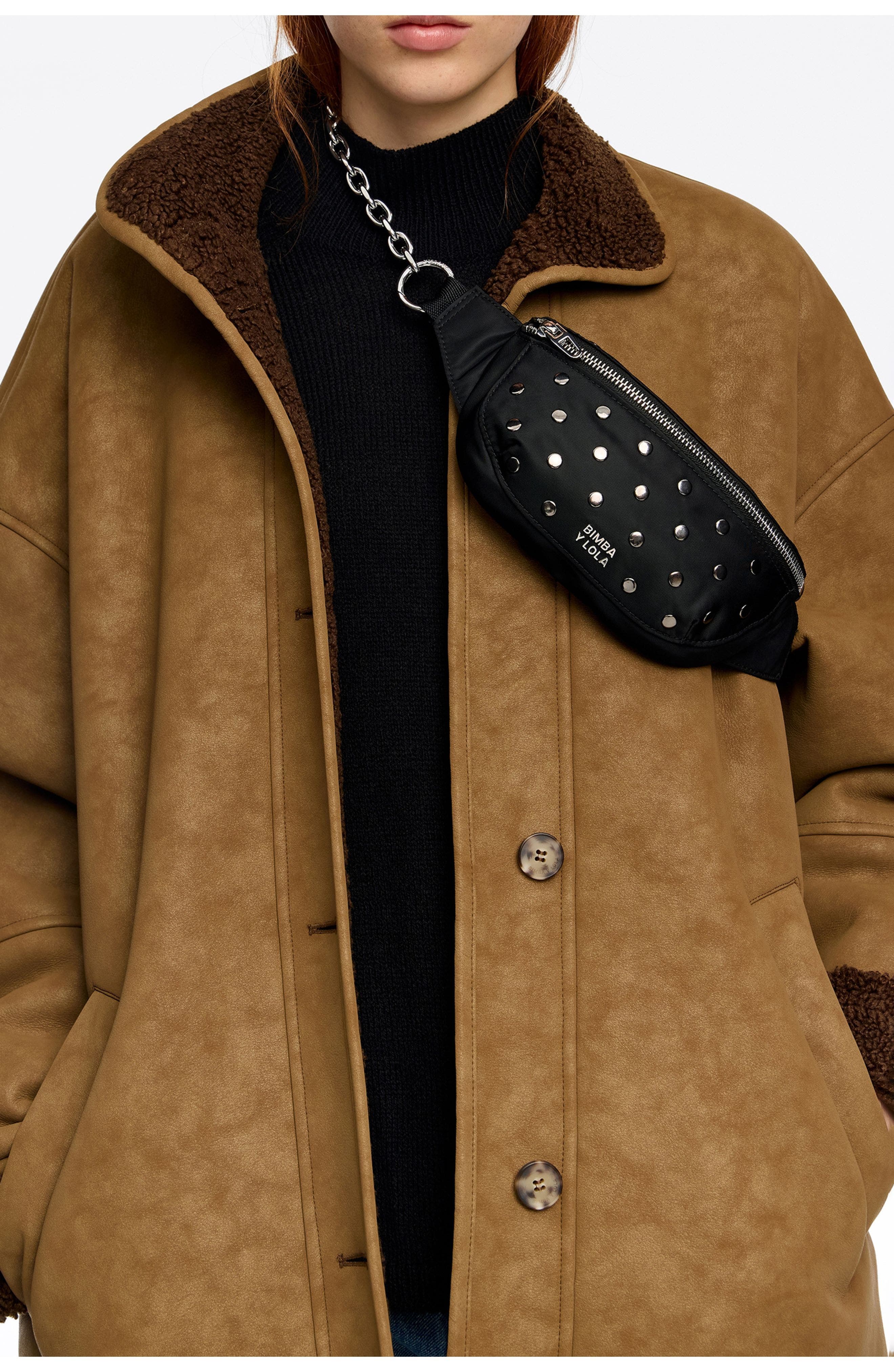 Bimba y Lola Nylon bumbag, Alternate, color, Black