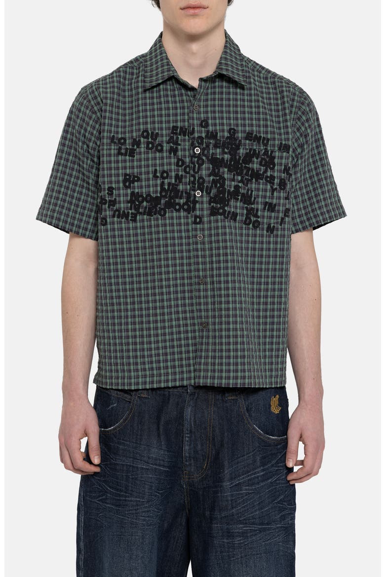 Check Oversize Cotton Button-Up Shirt, Main, color, GREEN