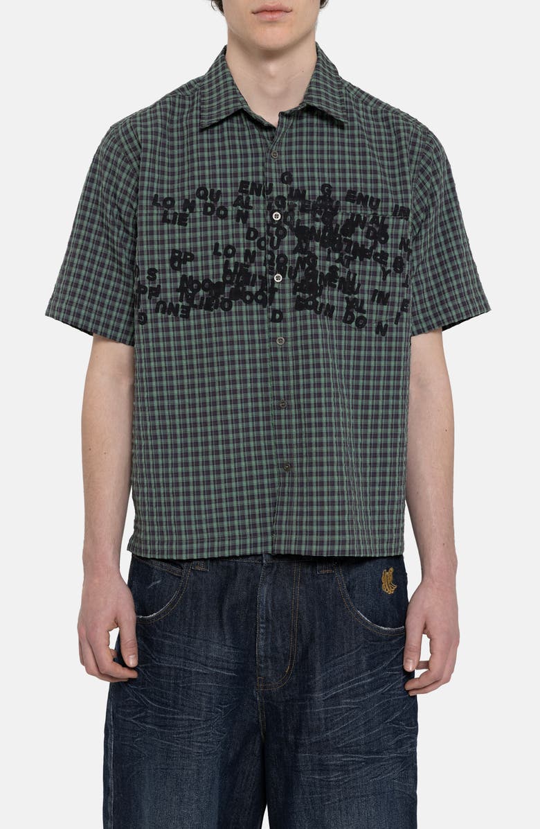 JADED LONDON Check Oversize Cotton Button-Up Shirt, Main, color, Green