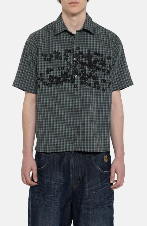 Check Oversize Cotton Button-Up Shirt
