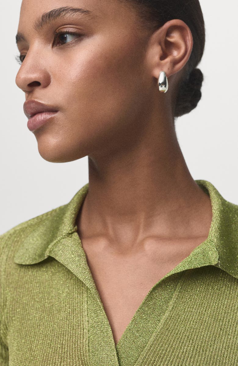 MANGO Metallic Polo Sweater, Alternate, color, Pastel Green