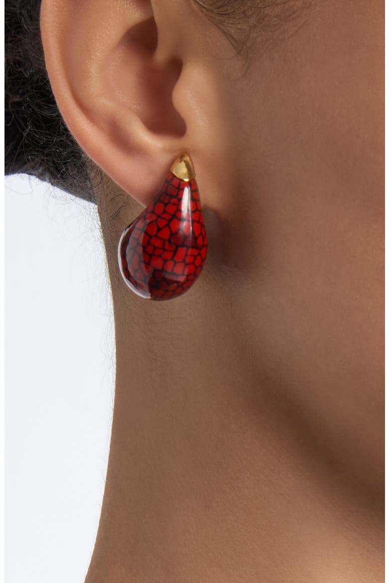 Small Enamel Drop Earrings, Alternate, color, CRAVE/ BLACK