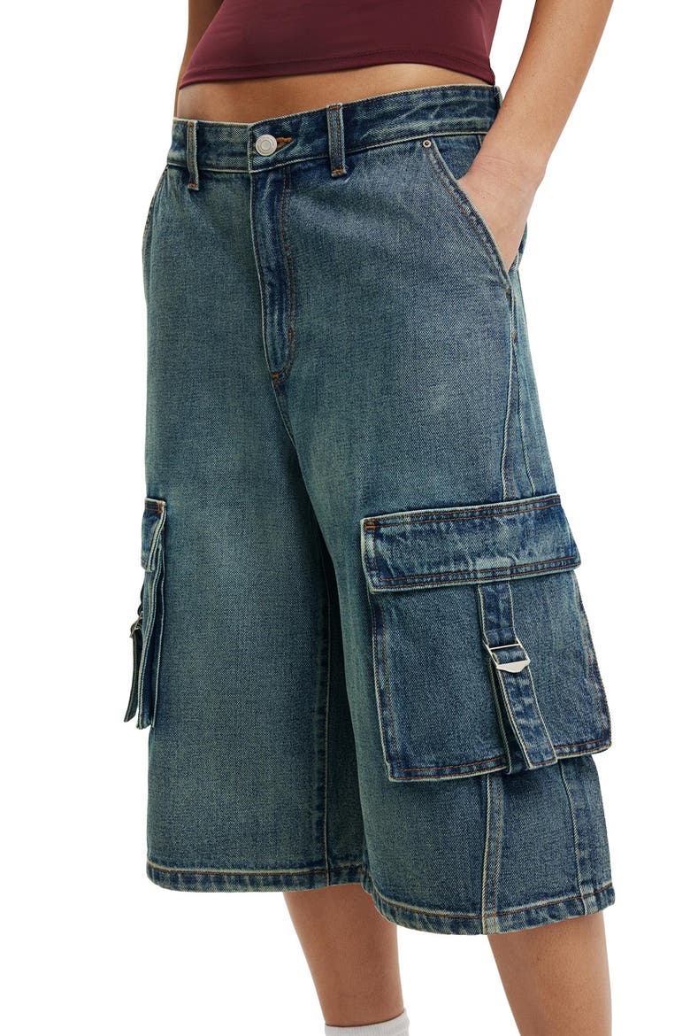 Women's 91 Baggy Denim Jort, Alternate, color, Cargo Len Blue