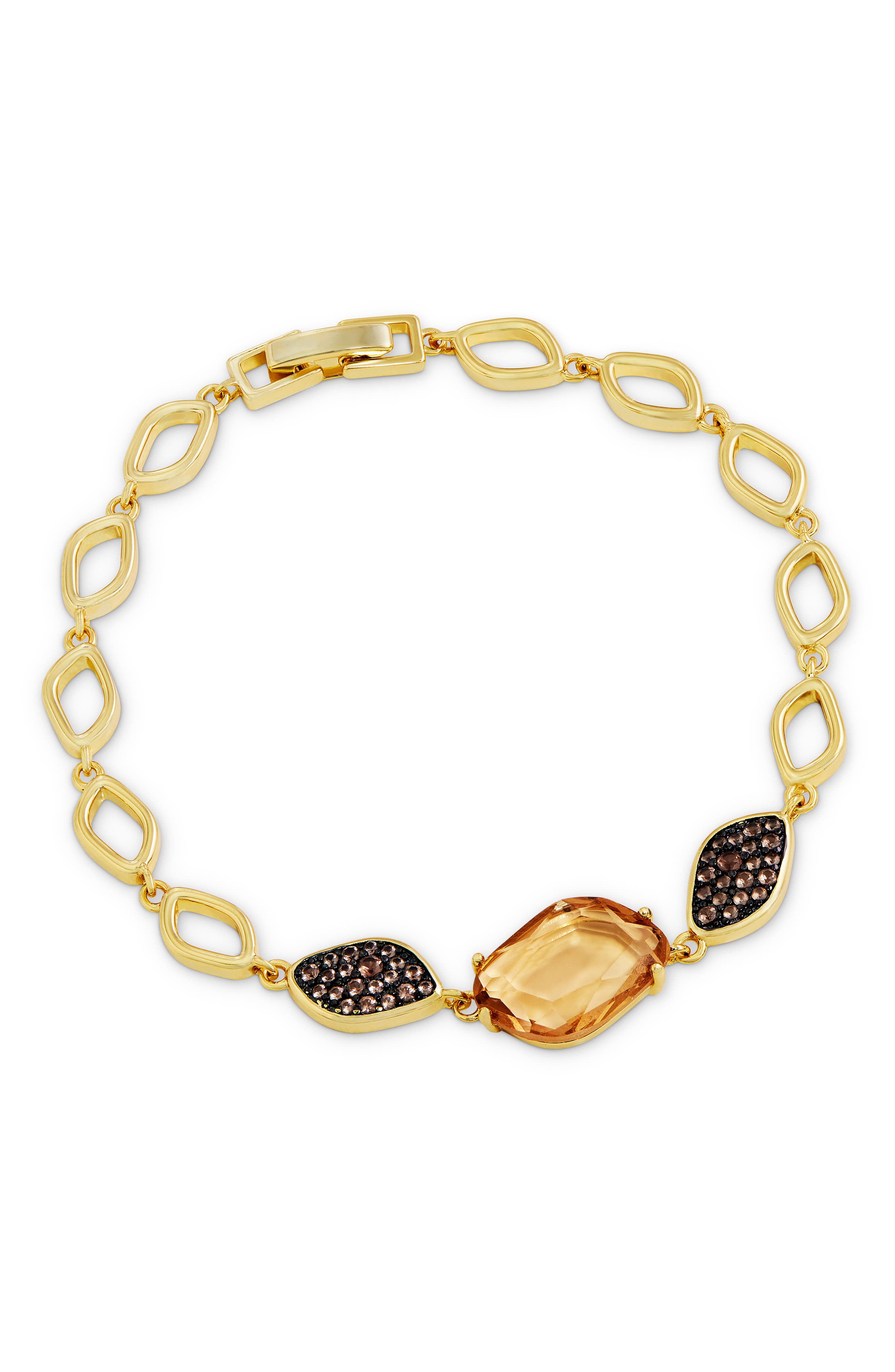Carved Stone Pavé Link Bracelet