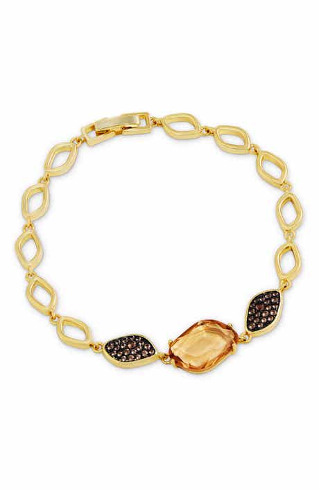 Carved Stone Pavé Link Bracelet