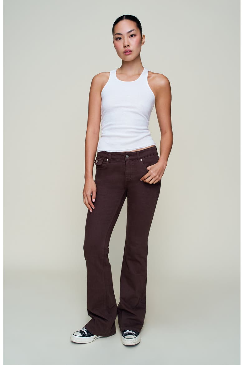 Low Rise Flare Twill Pant, Alternate, color, Chocolate