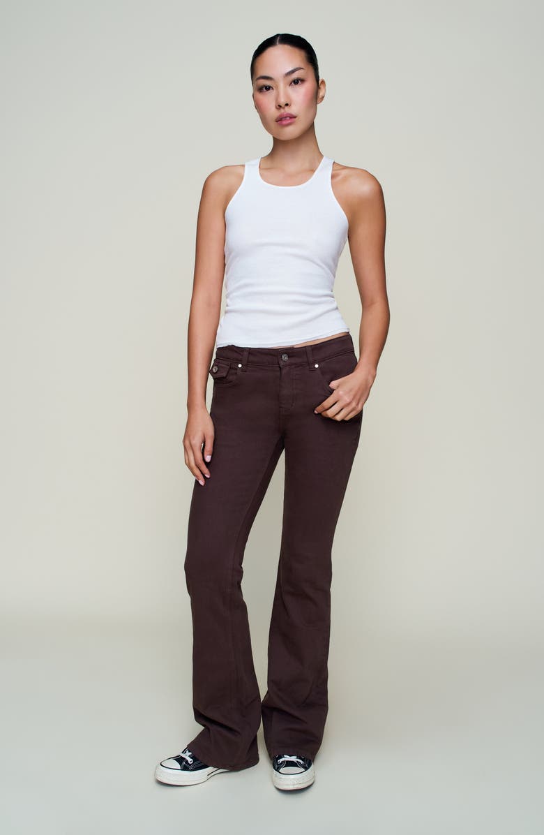 Guizio Low Rise Flare Twill Pant, Alternate, color, Chocolate